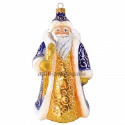 Дед Мороз в синей шубе - стеклянная игрушка на елку